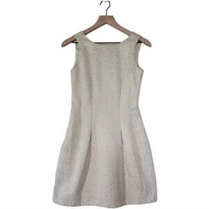 Cynthia Steffe Metallic Fit and Flare Dress Size 2 Cream Gold Ivory
